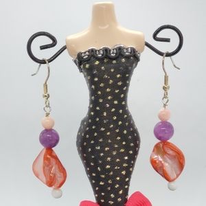 Pink Dyed Abalone Earrings